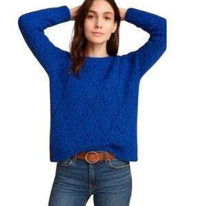 ANTHROPOLOGIE SLEEPING ON SNOW Blue Diamond Knit Mohair Siz XS